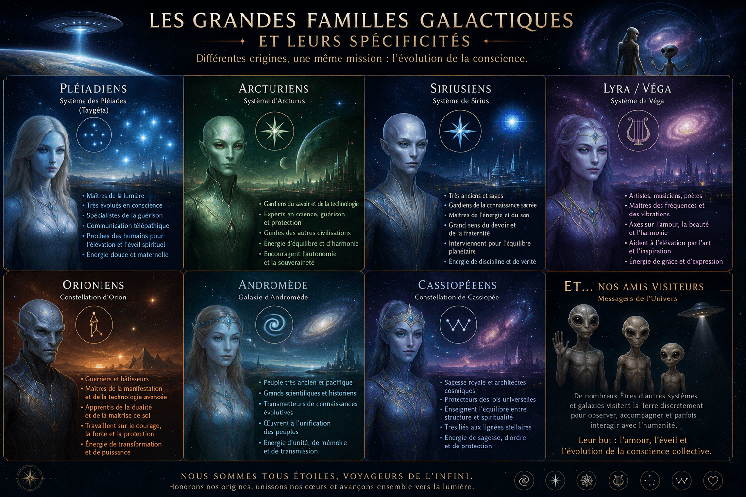 Les grandes familles galactiques et leurs spécificités